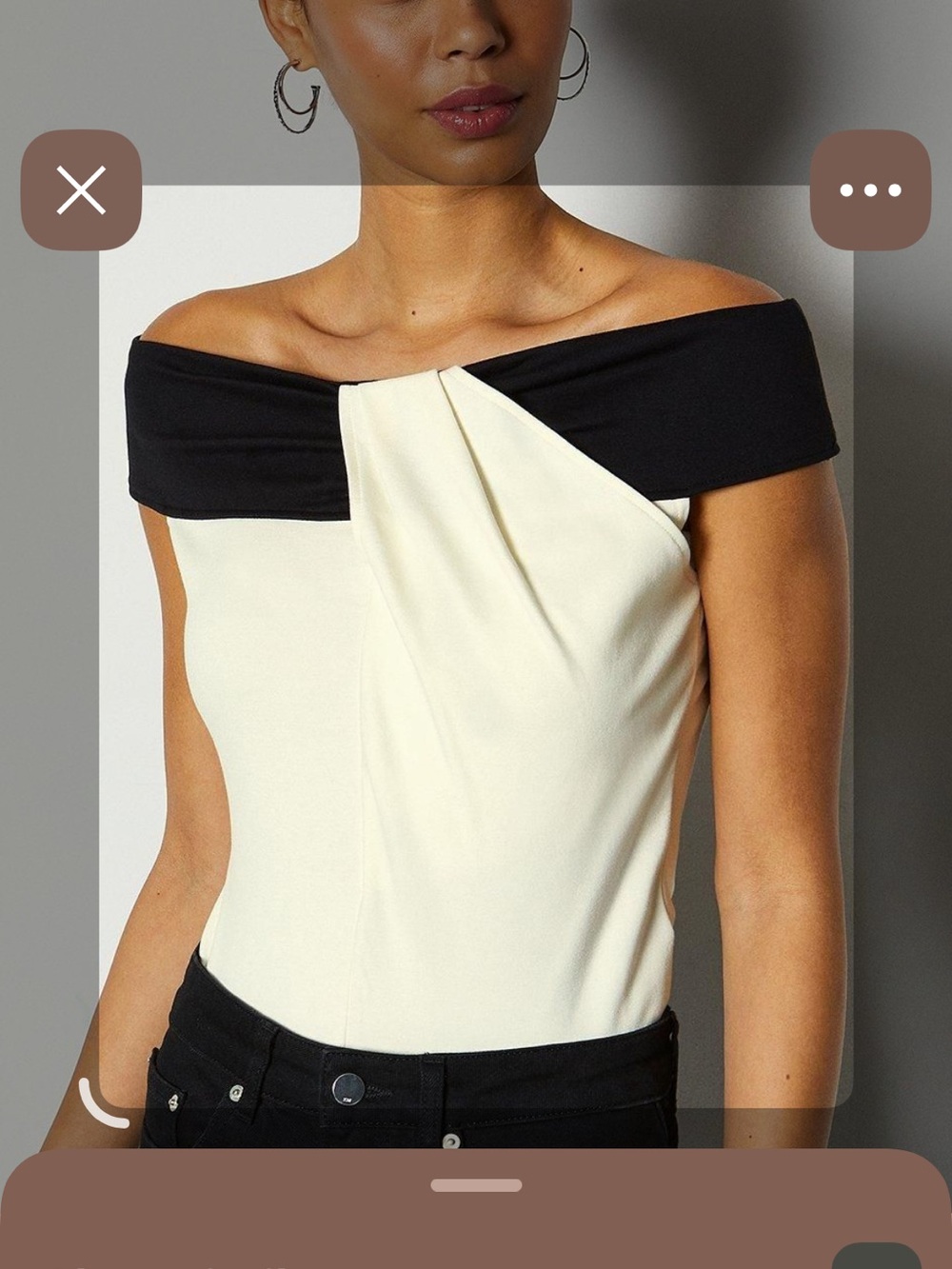 Karen Millen Two-Tone Off-Shoulder Tank Top in White and Black